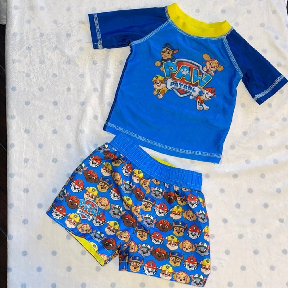 Paw Patrol Blue and Yellow Rashguard Swim Set